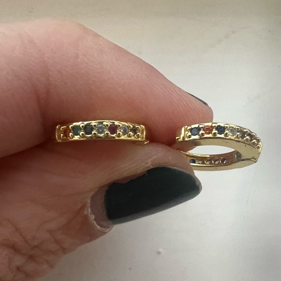 St. Eve Mini Rainbow Jewel Hoops - Picture 2 of 4